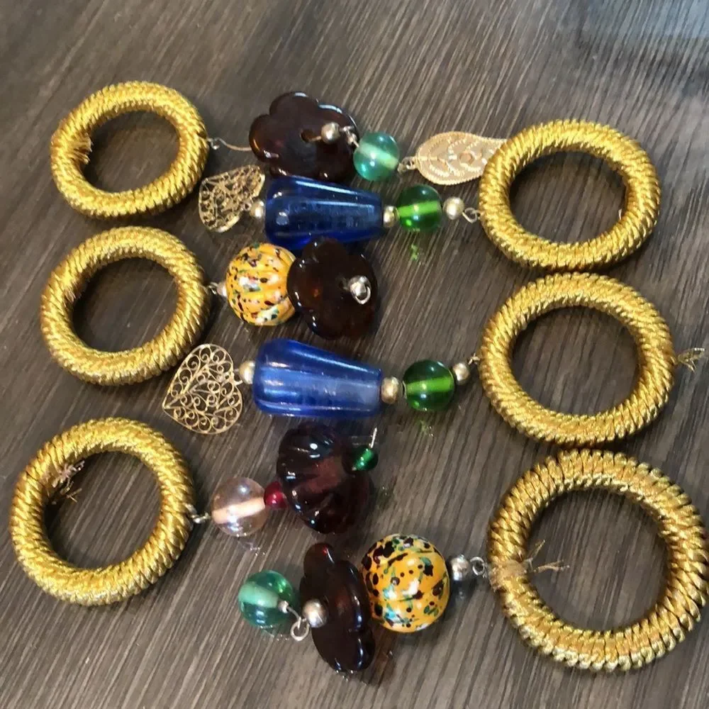 Vintage napkin rings with large glass beads